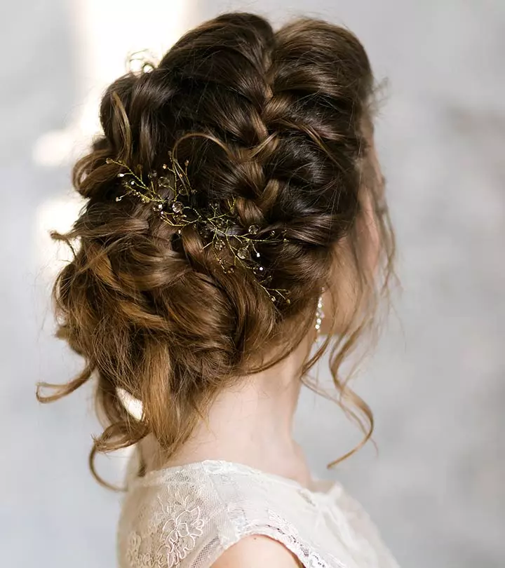 Dark Brown Braided Updo With Hairpiece Dark Brown Braided Updo With Hairpiece — Wedding Hairstyles
