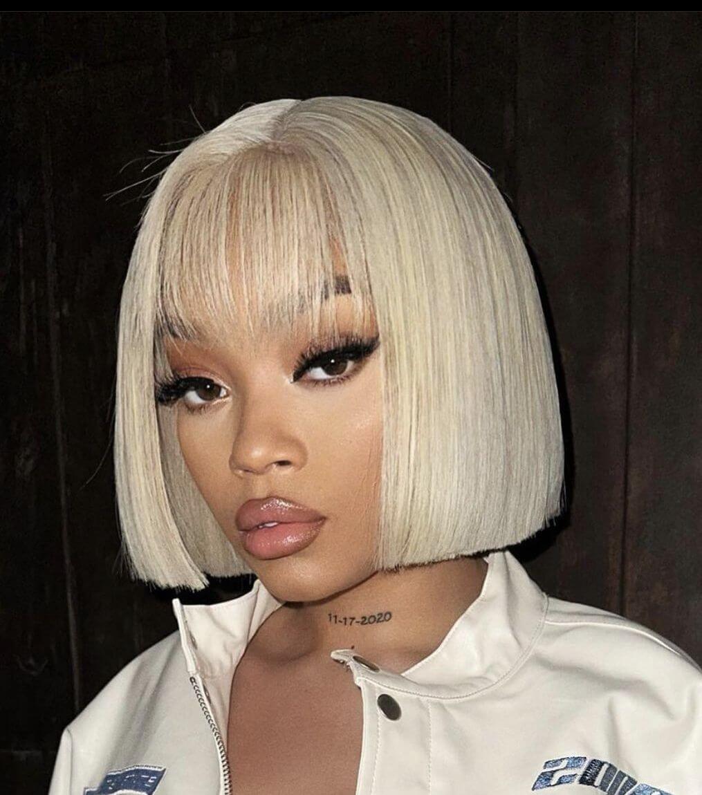Edgy Platinum Blonde Bob With Bangs Edgy Platinum Blonde Bob With Bangs — Wig Hairstyles