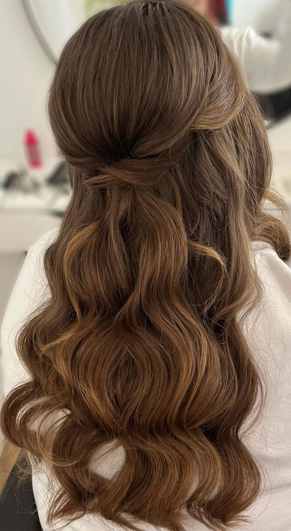 Rich Brown Twisted Knot — Prom Half Up Half Down