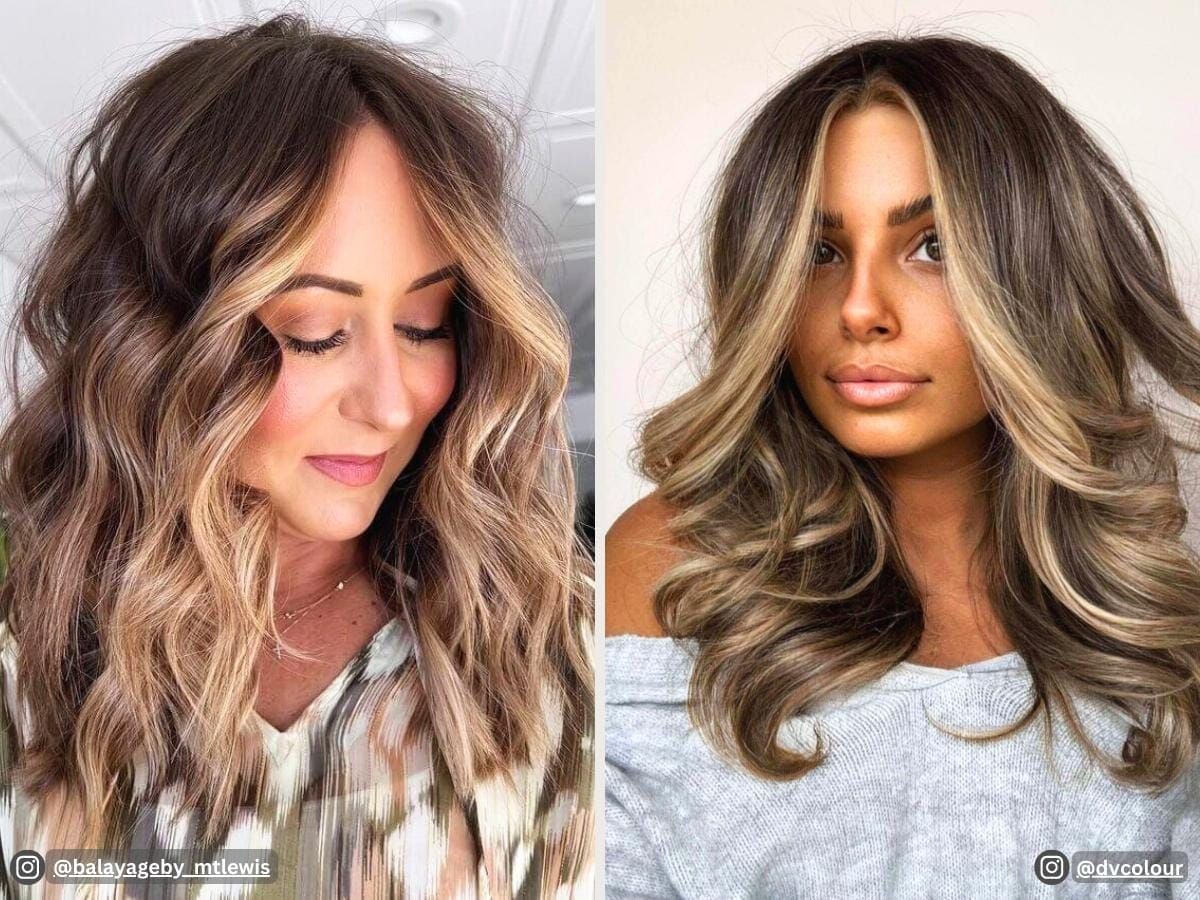 No Bangs Dark Brown With Face-Framing Blonde Balayage No Bangs Dark Brown With Face-Framing Blonde Balayage — Balayage Over 40