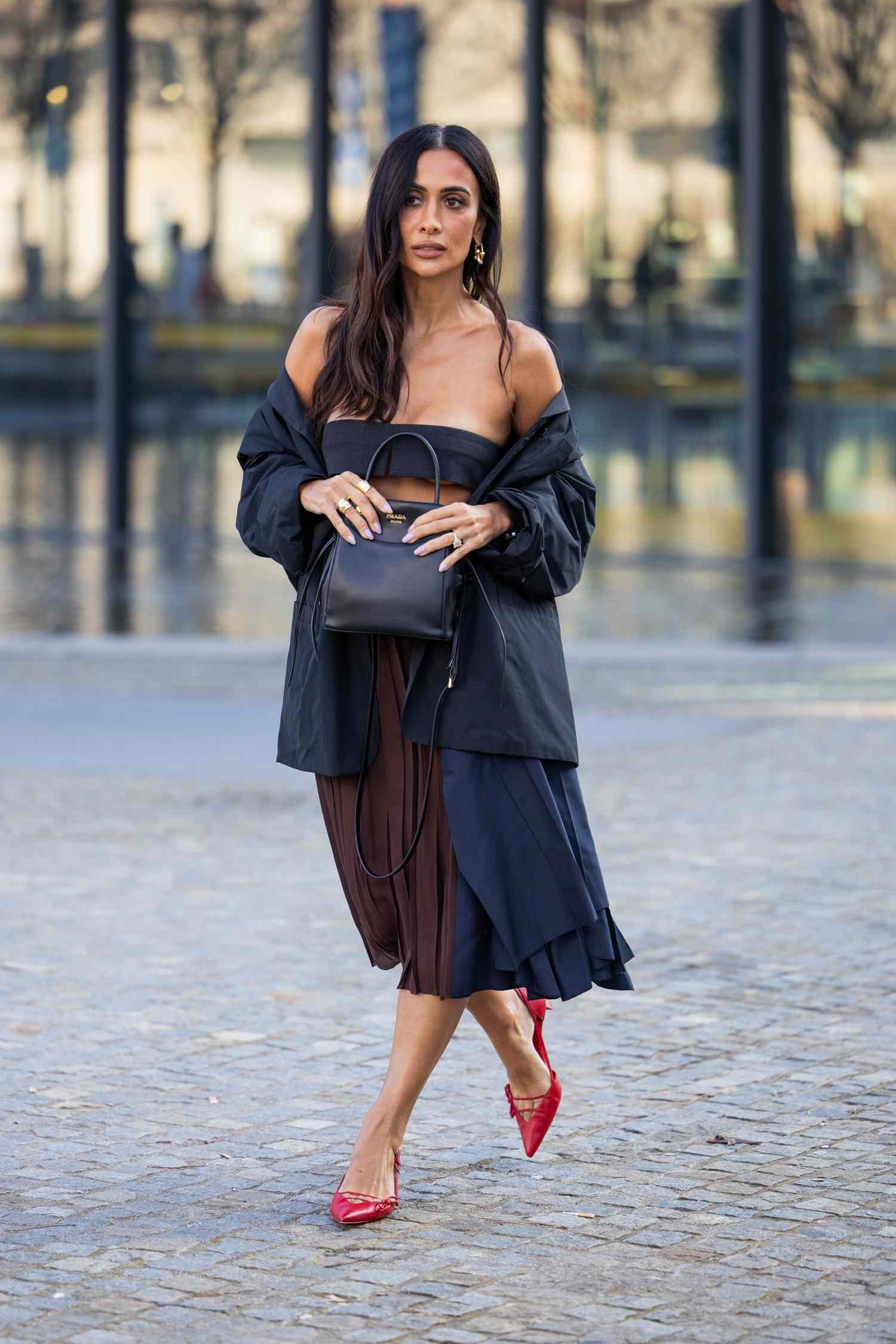 Striking Red Kitten Heels with Asymmetrical Skirt and Jacket Striking Red Kitten Heels with Asymmetrical Skirt and Jacket — Kitten Heels Outfits