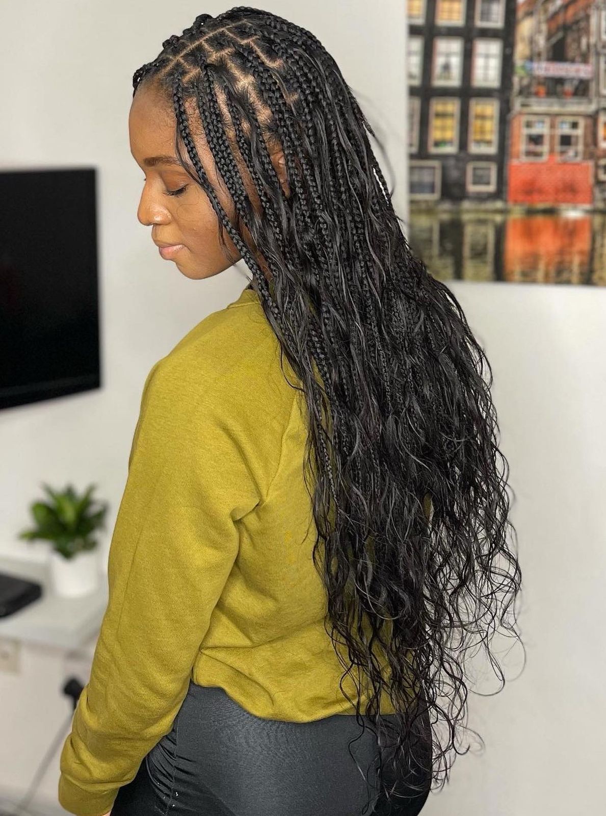 Black Braids With Purple Highlights Black Braids With Purple Highlights — Braids with Curly Ends