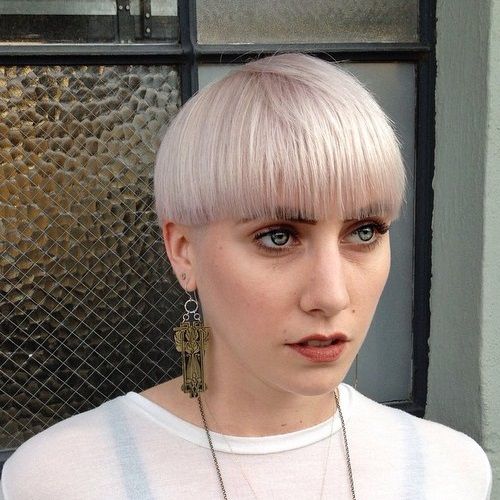 Crisp Platinum Blonde Smooth Bowl Cut Crisp Platinum Blonde Smooth Bowl Cut