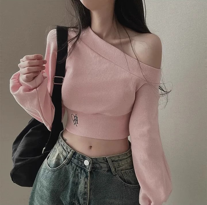 Casual Femboy Style with Off-Shoulder Pink Crop Top and Distressed Jeans Casual Femboy Style with Off-Shoulder Pink Crop Top and Distressed Jeans — Femboy Outfits