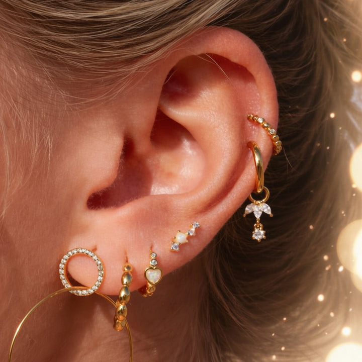 Floral Charm Drop Earring with Ear Cuff Floral Charm Drop Earring with Ear Cuff — Ear Stack Ideas