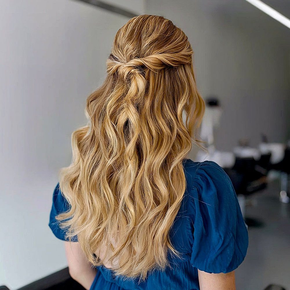 Central Knot Ash Blonde — Prom Half Up Half Down