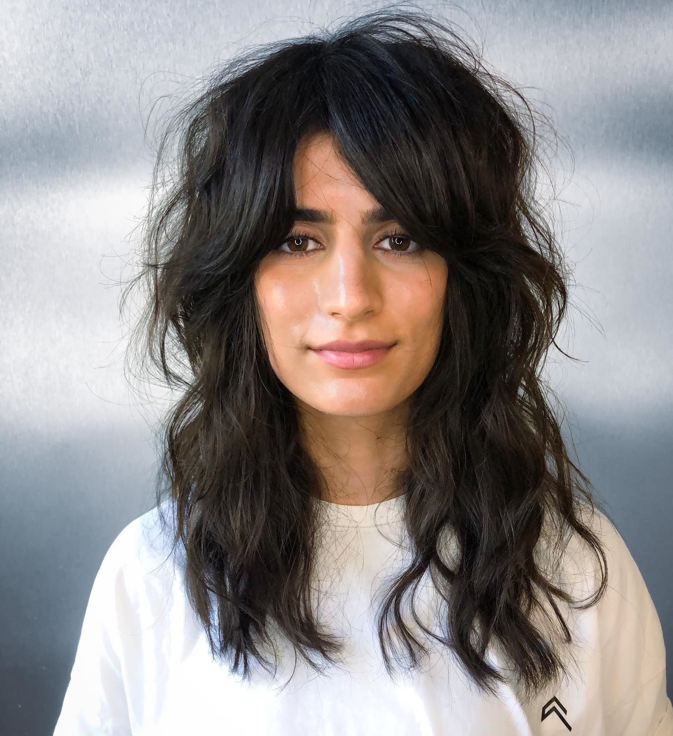 Thick Wavy Dark Brown Wolf Cut — Wolf Cut Medium Hair