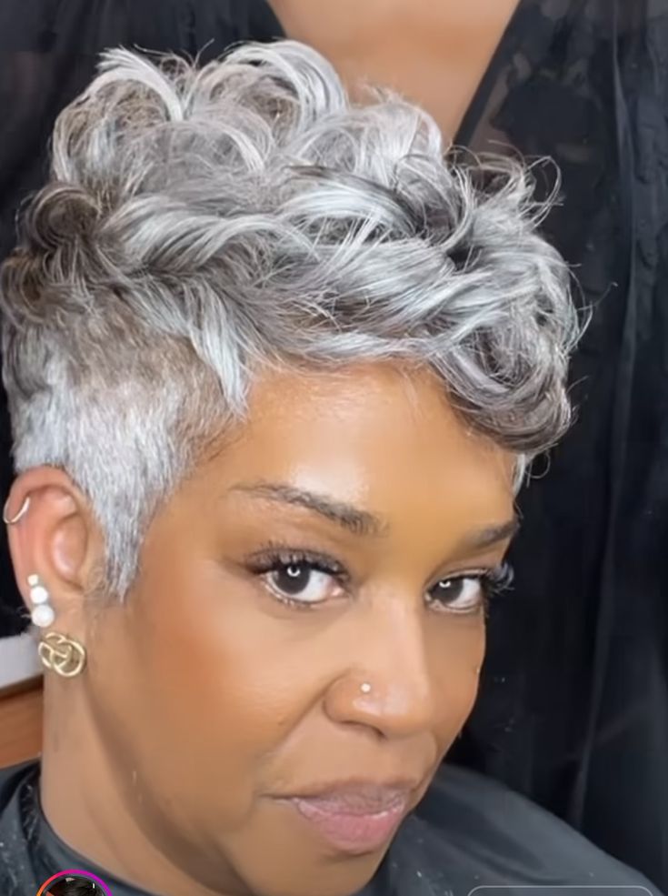 Pixie With Defined Silver Curls — Haircuts for Black Women Over 60