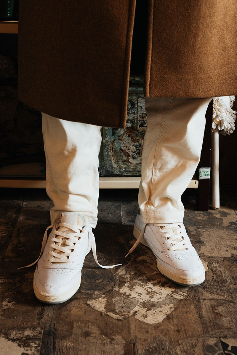 Textured Layers: Club C with Wool Coat and Trousers — Reebok Club C Outfits