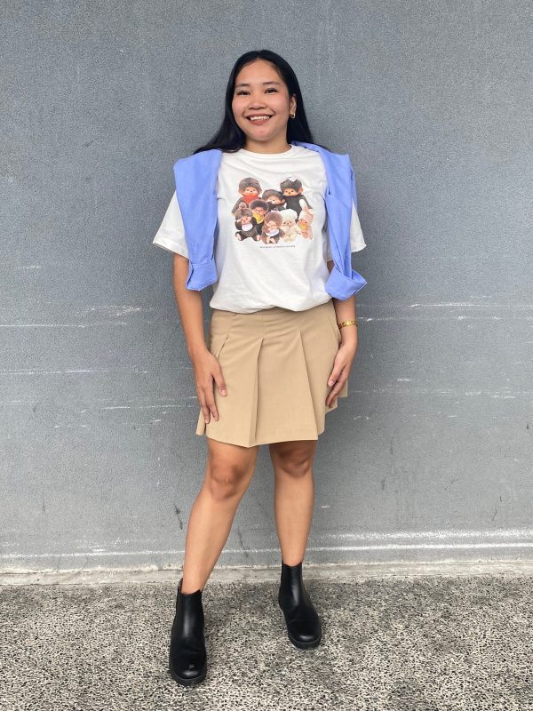 Graphic Tee with Draped Shirt and Tan Skort Graphic Tee with Draped Shirt and Tan Skort — Soft Girl Outfits