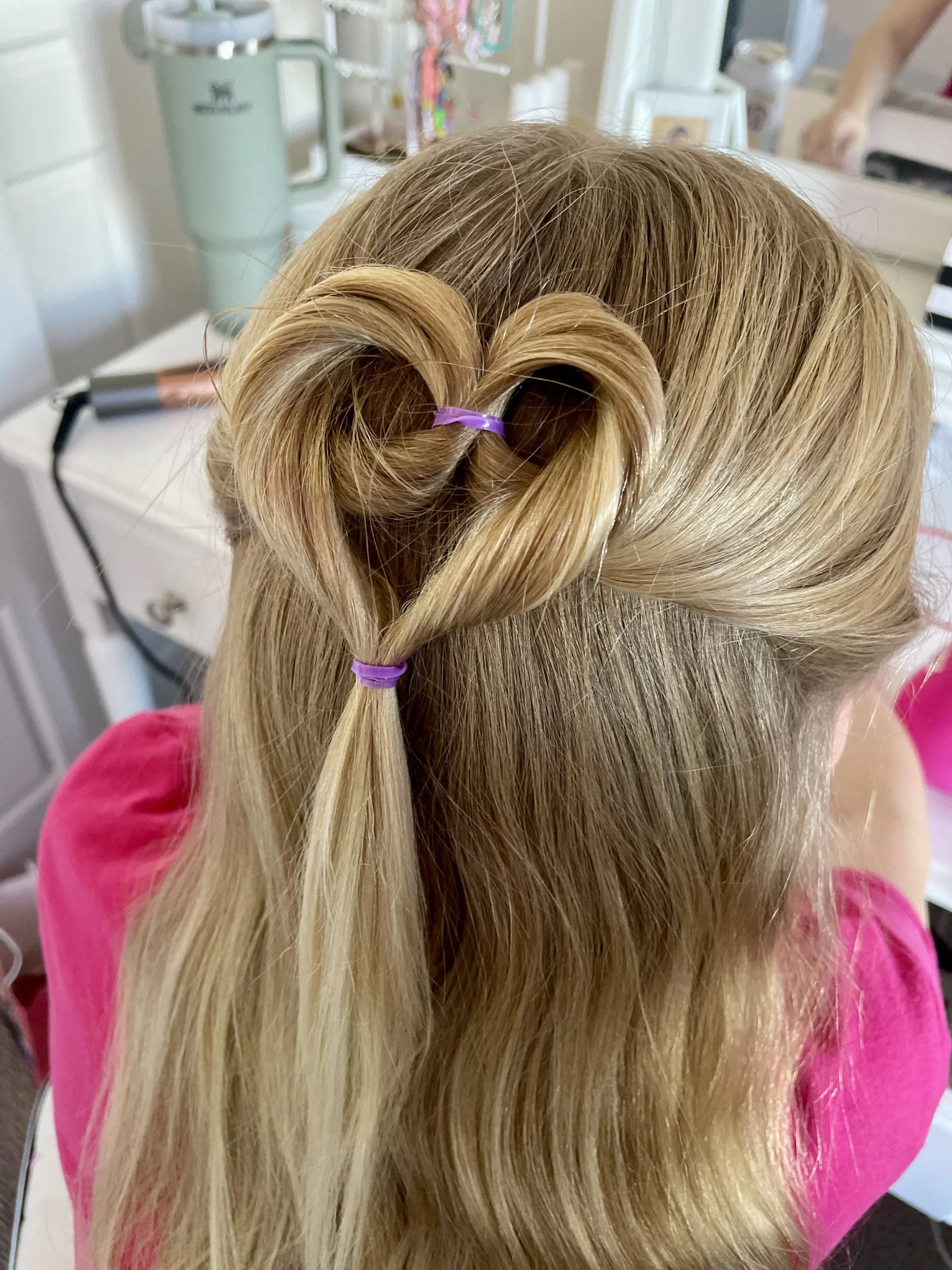 Blonde Heart Shape With Ponytail — Picture Day Hairstyles
