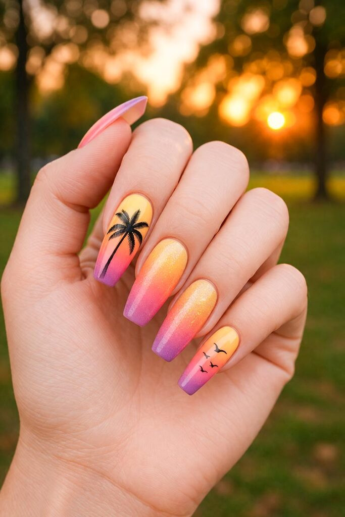 Glittery Visual Idea Glittery Visual Idea — Sunset Nails