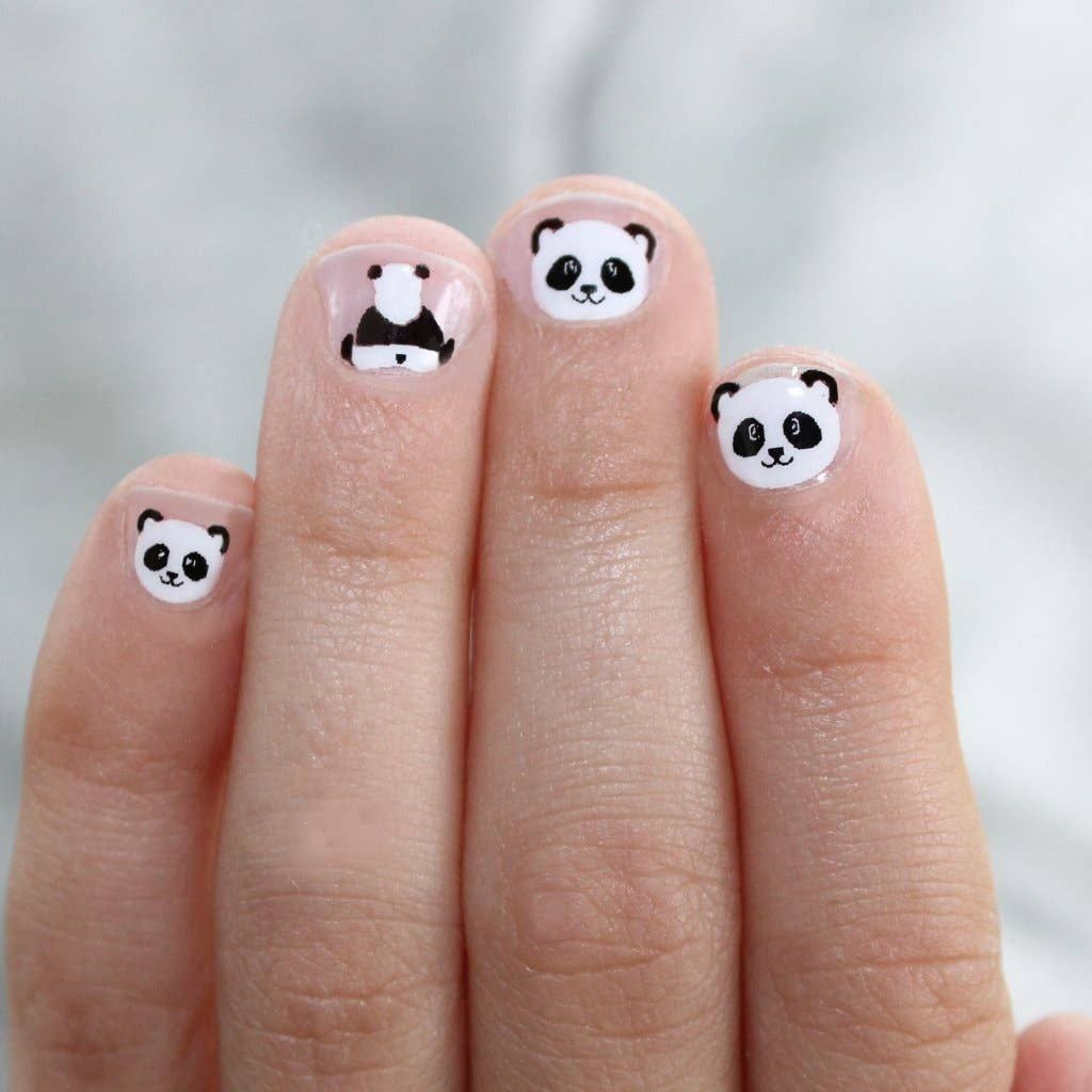 Panda Face Black and White Wraps — Nails for Little Girls