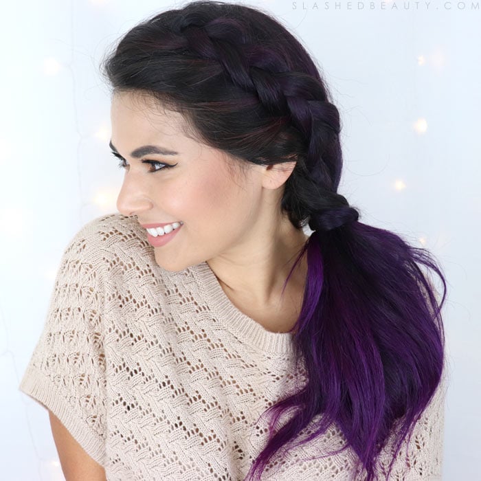 Dutch Braid Ponytail with Purple Ombre Dutch Braid Ponytail with Purple Ombre — Braids for Medium Hair