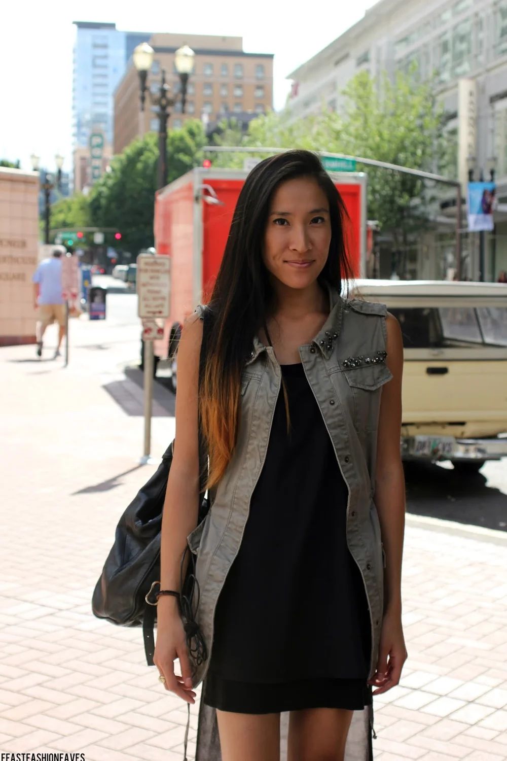 Utility Vest Over a Black Dress for Urban Casual Utility Vest Over a Black Dress for Urban Casual — Portland Outfits