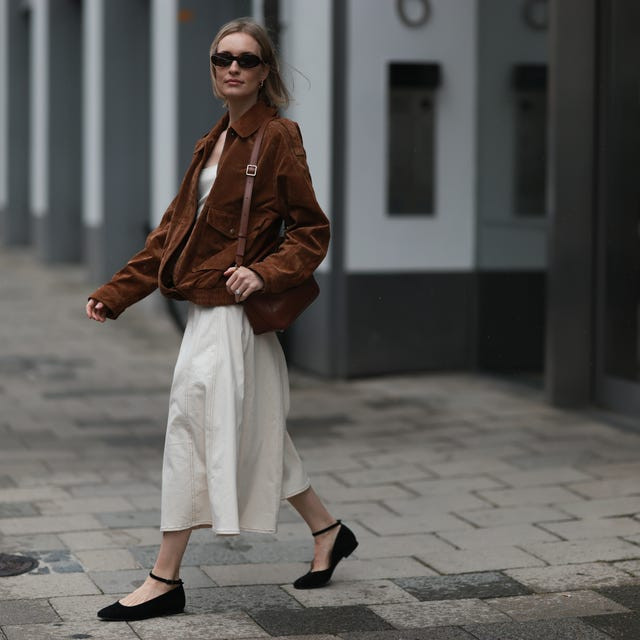 Corduroy Jacket, Midi Skirt, and Sunglasses for Casual Charm — Oversized Sunglasses Outfits