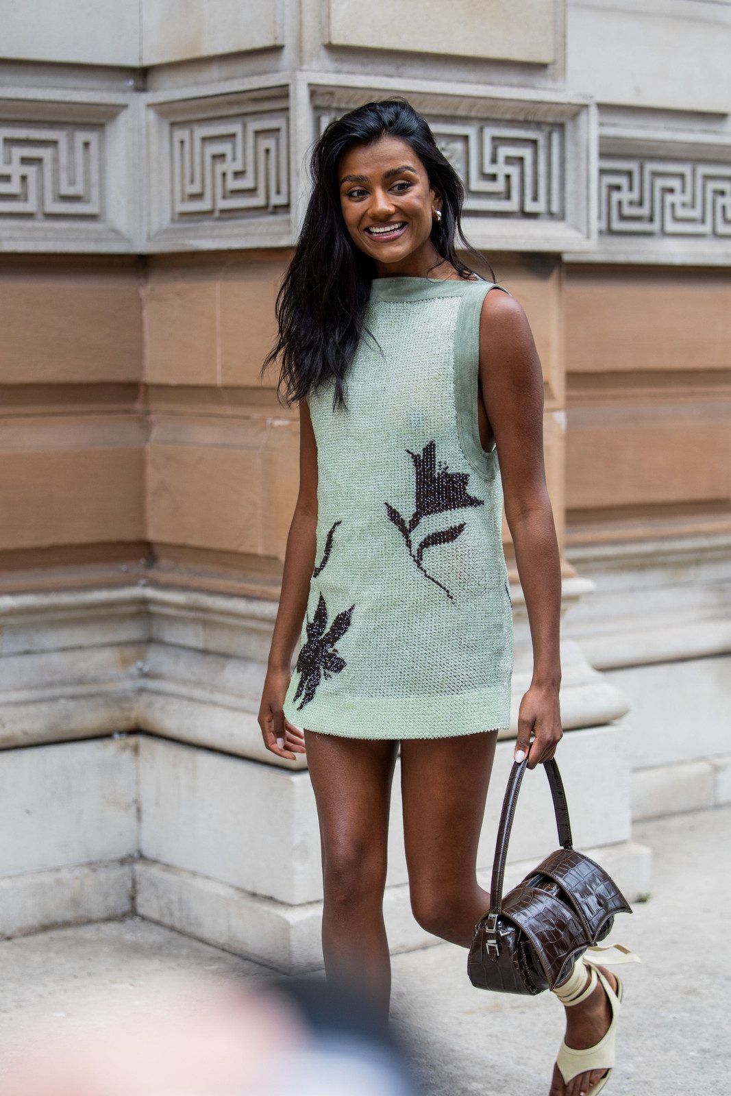 Pale Green Mini Dress with Beaded Embellishments for Daywear Pale Green Mini Dress with Beaded Embellishments for Daywear — Mini Dress Outfits