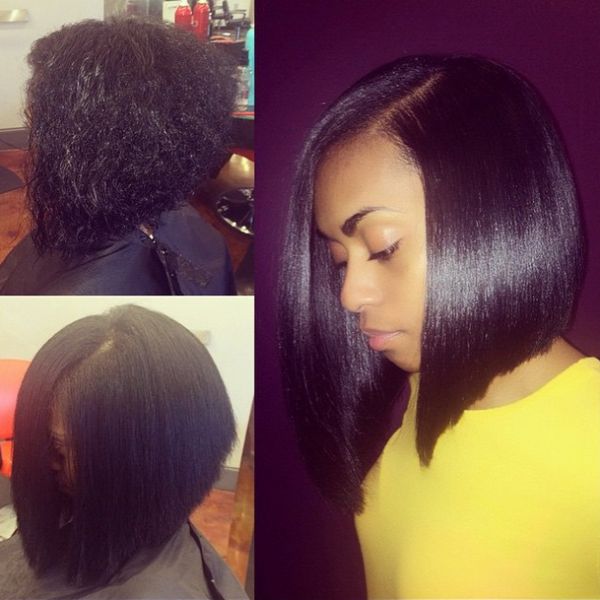 The Sharp Precise Line Of The Bob Sleek Black Bob With Side Part The Sharp Precise Line Of The Bob Sleek Black Bob With Side Part — Silk Press Bob