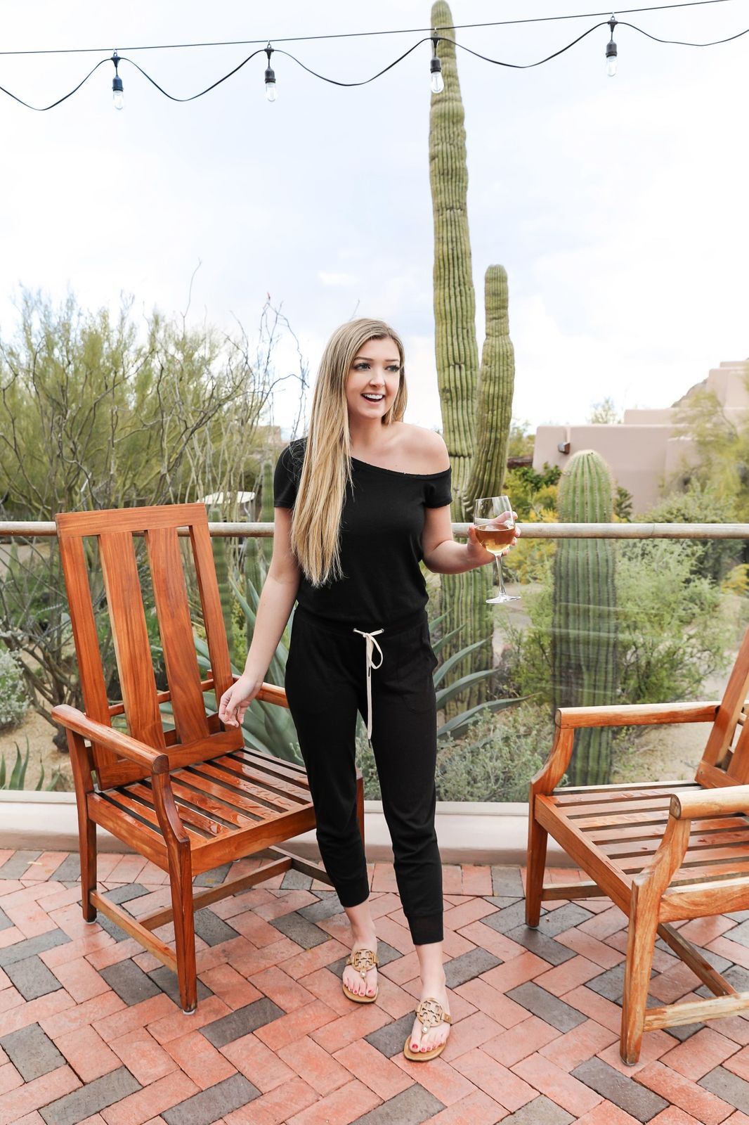 Black Off-the-Shoulder Jumpsuit for Resort Casual — Scottsdale Outfits