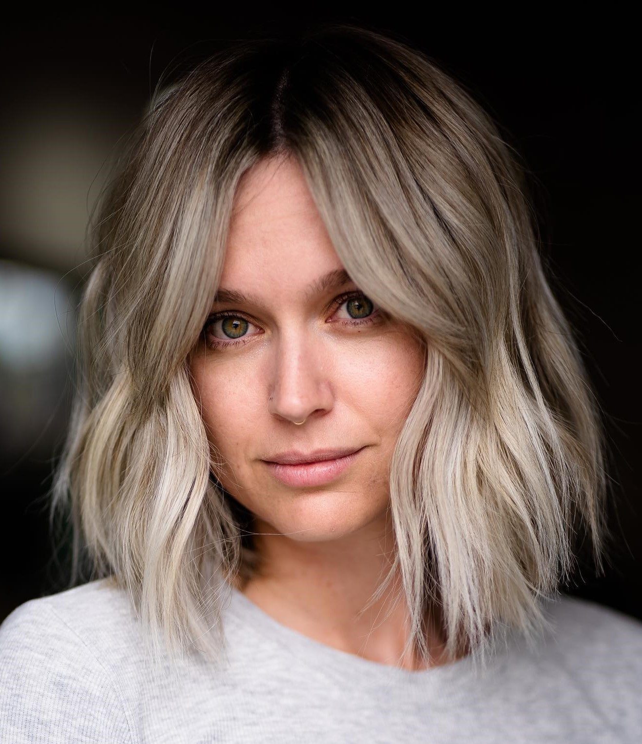 Ash Blonde Bob With Platinum Highlights — Partial Highlights