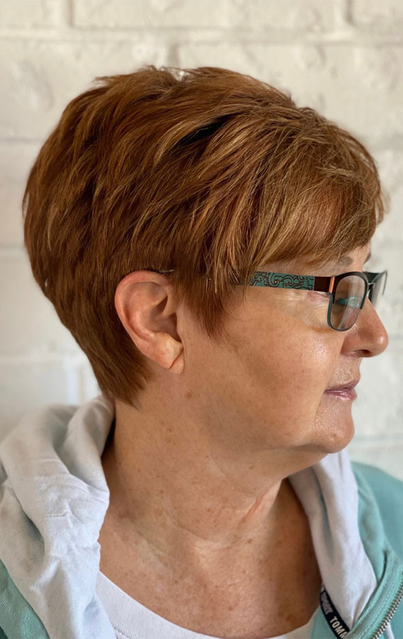 Textured Reddish-Brown Short Cut Textured Reddish-Brown Short Cut — Haircuts for Women Over 60 with Glasses