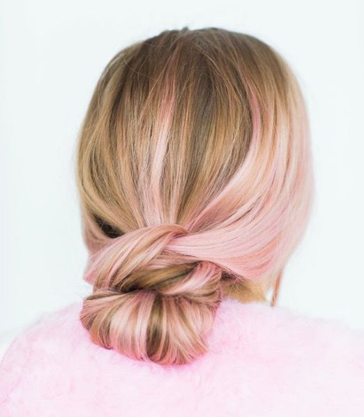 Low Bun With Pink Highlights Low Bun With Pink Highlights — Hairstyles for Servers