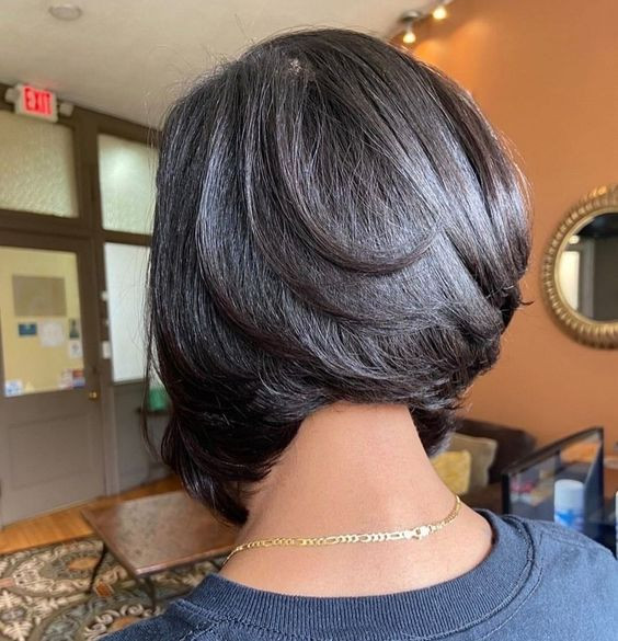 Layered Dark Brown Bob Blowout Layered Dark Brown Bob Blowout — Sew In Bob