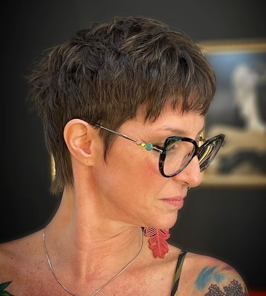 Choppy Pixie With Micro Bangs — Haircuts with Glasses