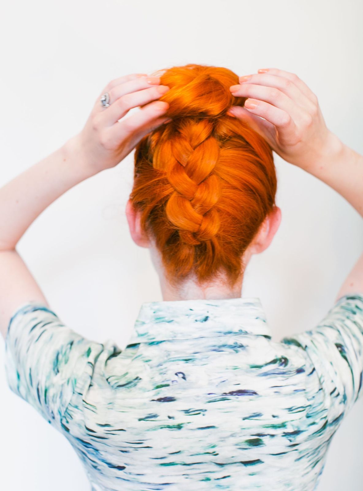 Red Hair Braided Top Knot Red Hair Braided Top Knot