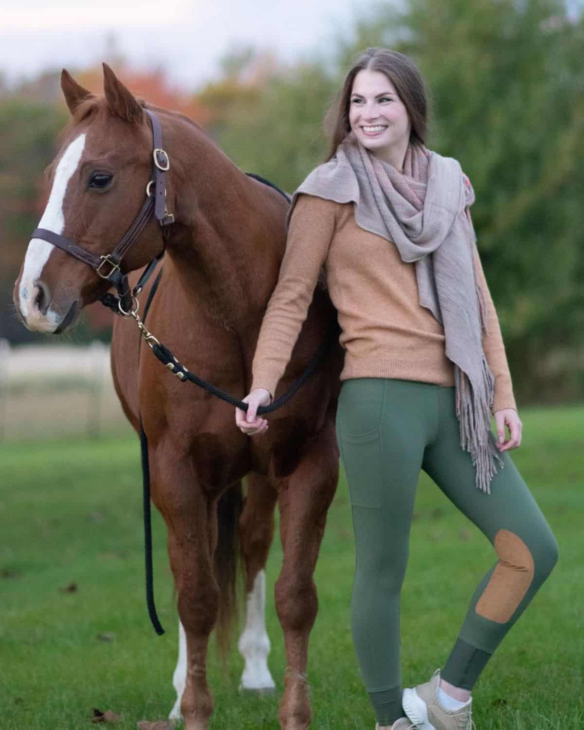 Modern Beige Riding Outfit with Striped Top — Horse Girl Outfits