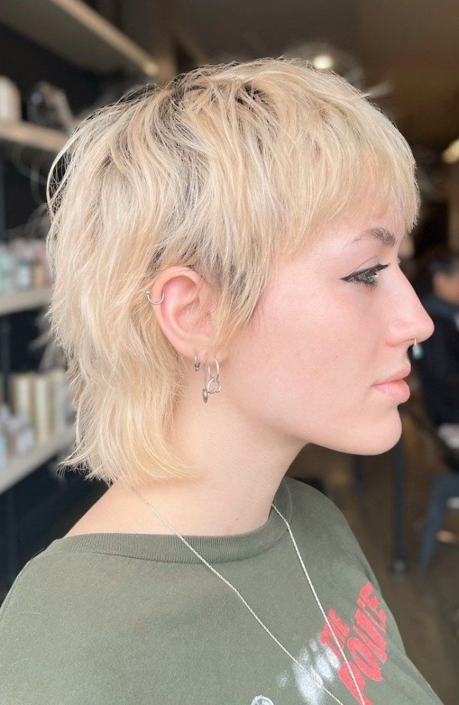 Platinum Mullet Shag With Razor Cut — Short Shag