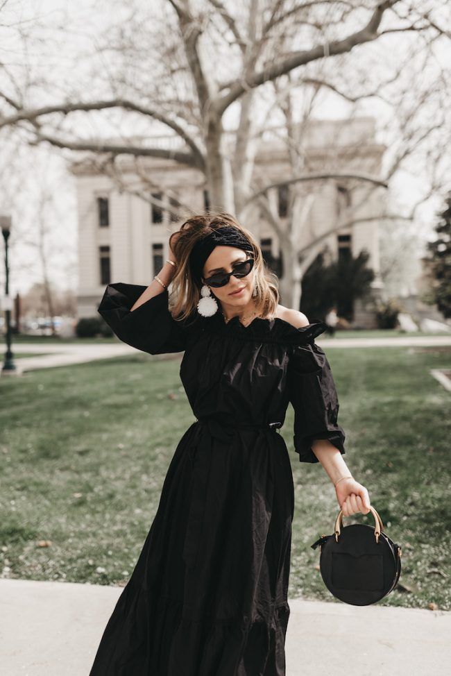 Elegant Black Off-the-Shoulder Midi Dress Elegant Black Off-the-Shoulder Midi Dress — Utah Outfits