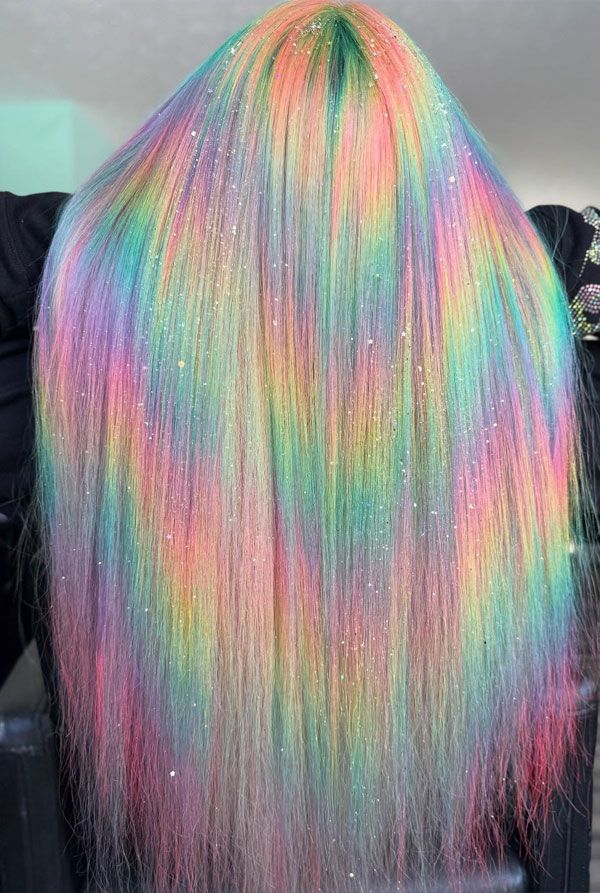 Back View Full Body Crop Visual Idea Back View Full Body Crop Visual Idea — Pastel Rainbow Hair