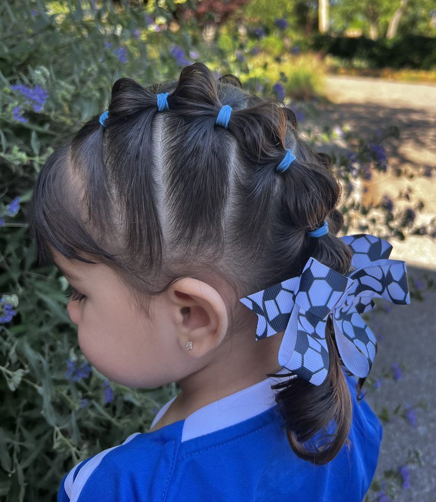 Mohawk Braids with Soccer Bow Mohawk Braids with Soccer Bow — Toddler Girl Hairstyles