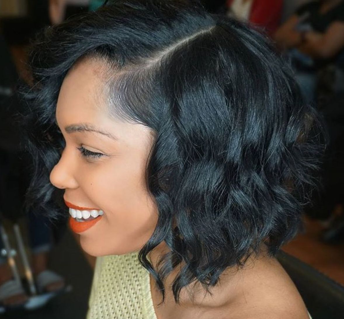 Black Bob With Thick Wavy Texture — Wavy Bob