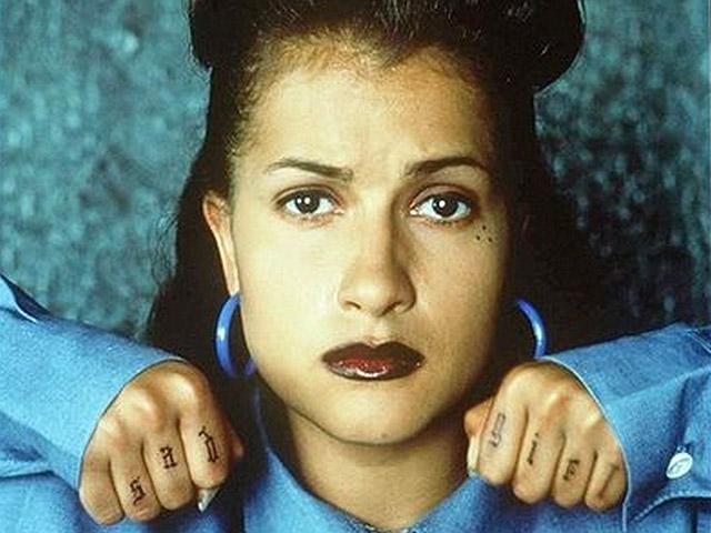 Hand Tattoos and Bold Lips: Blue Collared Shirt Hand Tattoos and Bold Lips: Blue Collared Shirt — Chola Outfits