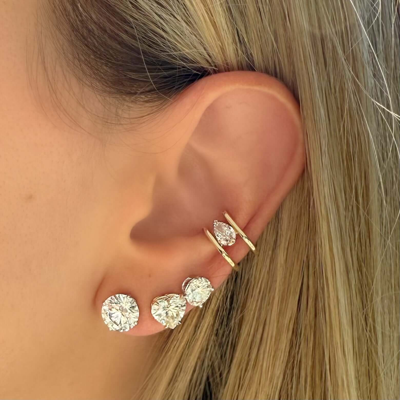 Pear-Shaped Diamond Ear Cuff with Multiple Studs Pear-Shaped Diamond Ear Cuff with Multiple Studs — Ear Cuffs