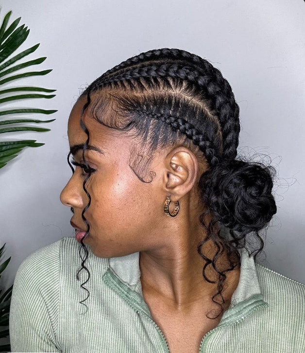 Neat Cornrows and Bun with Styled Baby Hairs Neat Cornrows and Bun with Styled Baby Hairs — Cornrow Bun