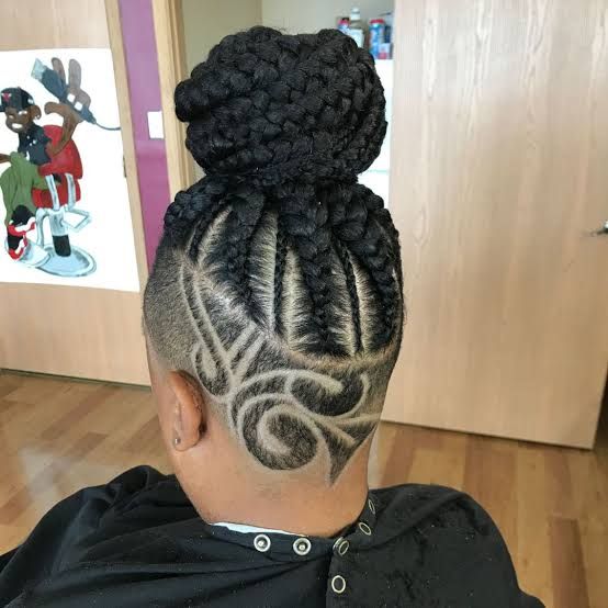 Braided Updo with Ornate Shaved Undercut — Undercut Hairstyles for Women