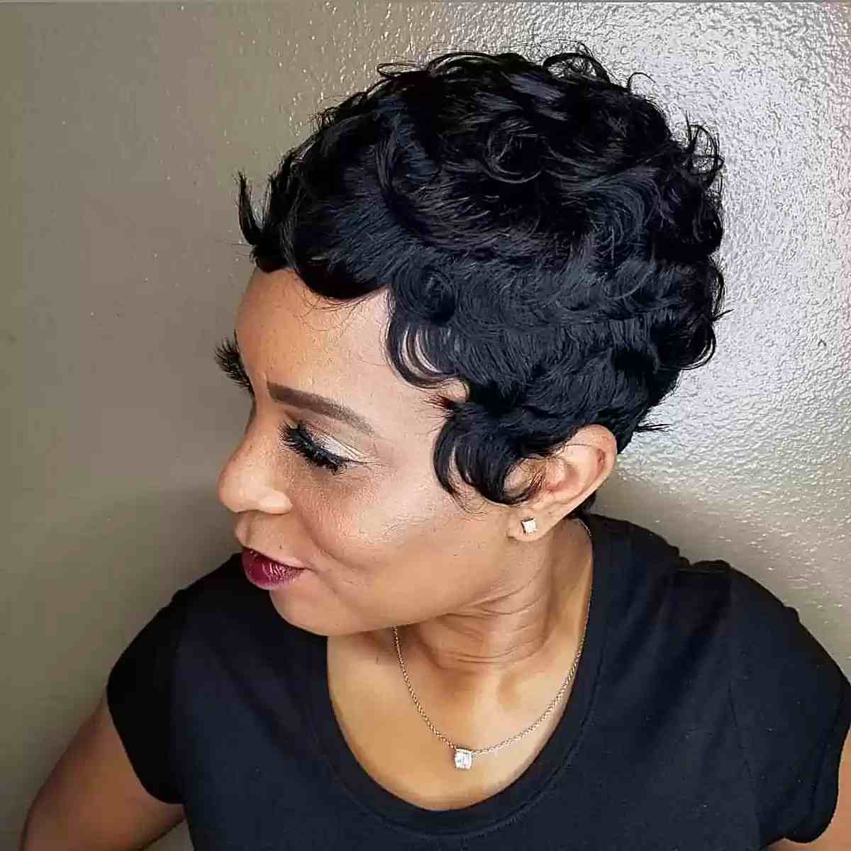 Short Curly Pixie with Finger Waves Short Curly Pixie with Finger Waves — Quick Weave Hairstyles