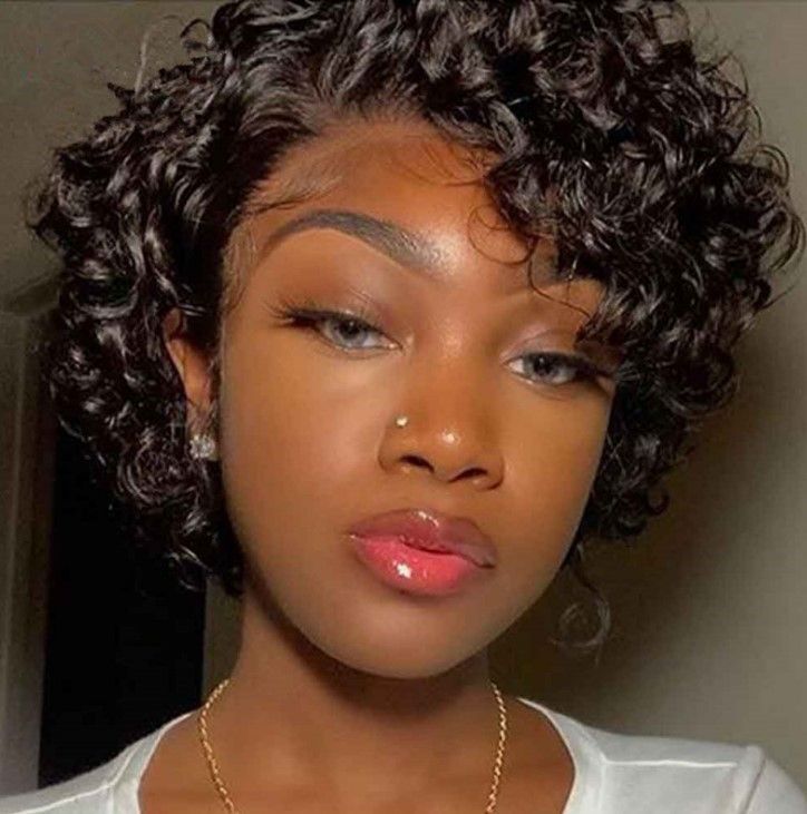 Dense Curly Pixie With Wispy Bangs