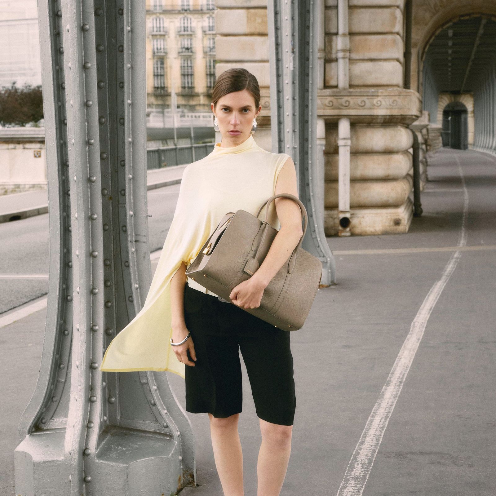 Taupe Structured Tote with Cape Overlay Taupe Structured Tote with Cape Overlay — Work Bags for Women