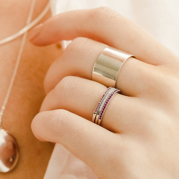Mixed Silver Rings with Colored Stones — Silver Ring Stack