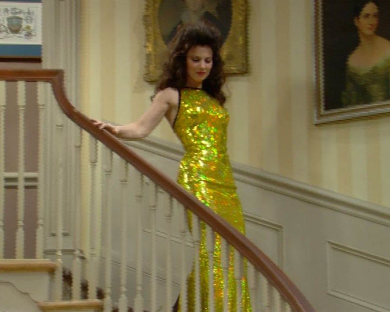 Glamorous Gold: Floor-Length Sequined Dress Glamorous Gold: Floor-Length Sequined Dress — Nanny Outfits