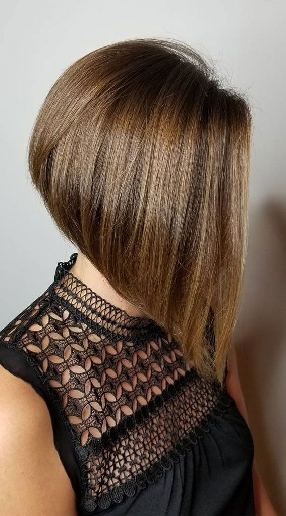 Honey Brown Bob With Dramatic Angle Honey Brown Bob With Dramatic Angle — Inverted Bob