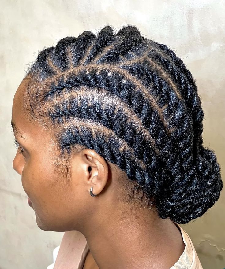 Geometric Flat Twists into Low Bun Geometric Flat Twists into Low Bun — Protective Hairstyles