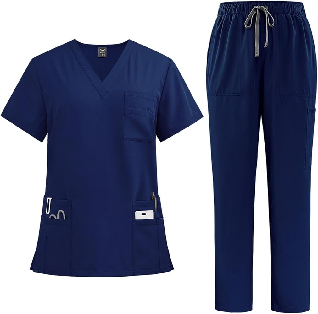 Navy Blue Scrubs with Utility Pockets and Drawstring Waist Navy Blue Scrubs with Utility Pockets and Drawstring Waist — Scrubs Outfits