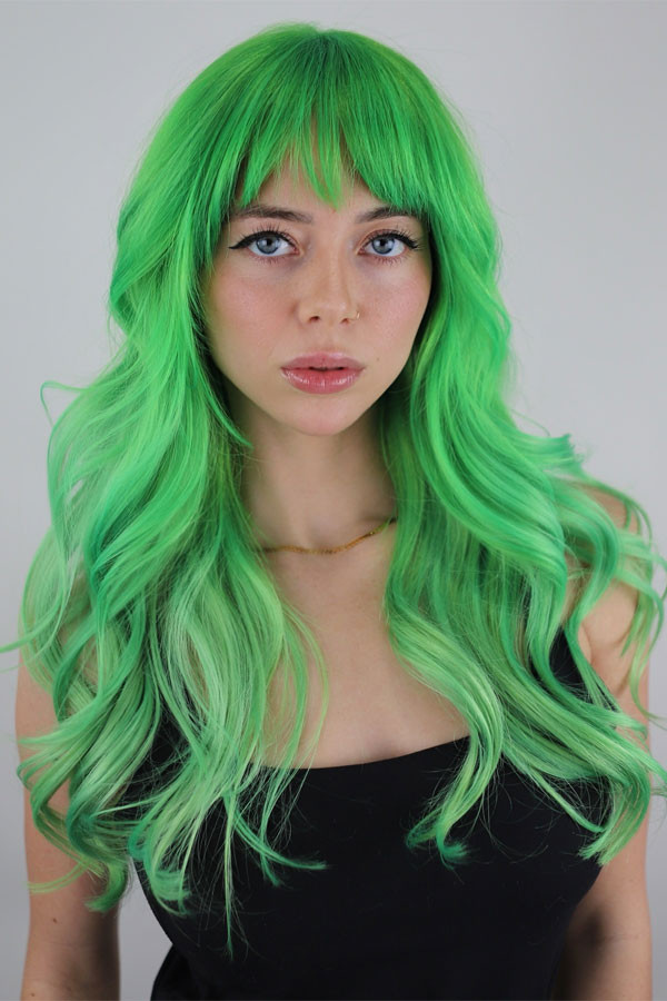 Long Layered Neon Green Ombre Long Layered Neon Green Ombre — Neon Green Hair