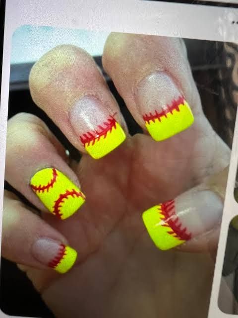 Glossy Visual Idea — Softball Nails