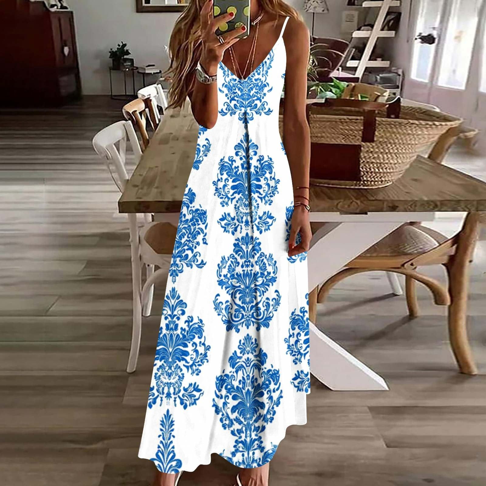 White and Blue Floral Mini Dress for Beach Cruises — Cruise Dresses